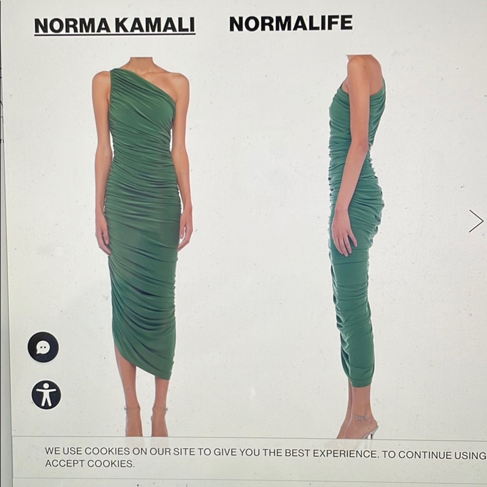 Norma Kamali Caledon Green Gown/Prom Dress - M